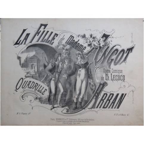 ARBAN La Fille de Madame Angot Lecocq Quadrille Piano ca1875