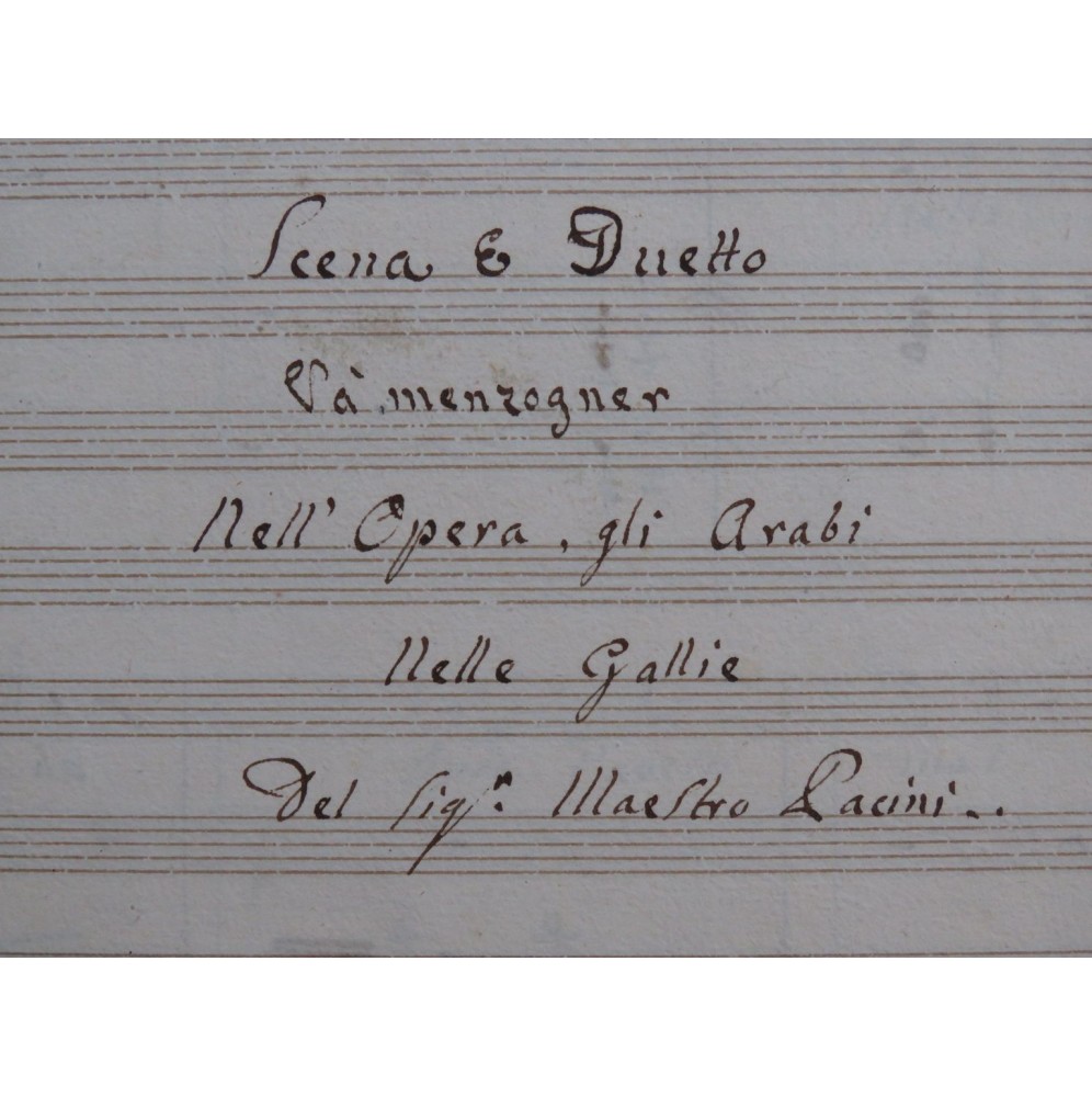 PACINI Giovanni Gli Arabi nelle Gallie Scena Manuscrit Chant Orchestre ca1820