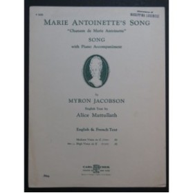JACOBSON Myron Marie Antoinette's Song Chant Piano 1934