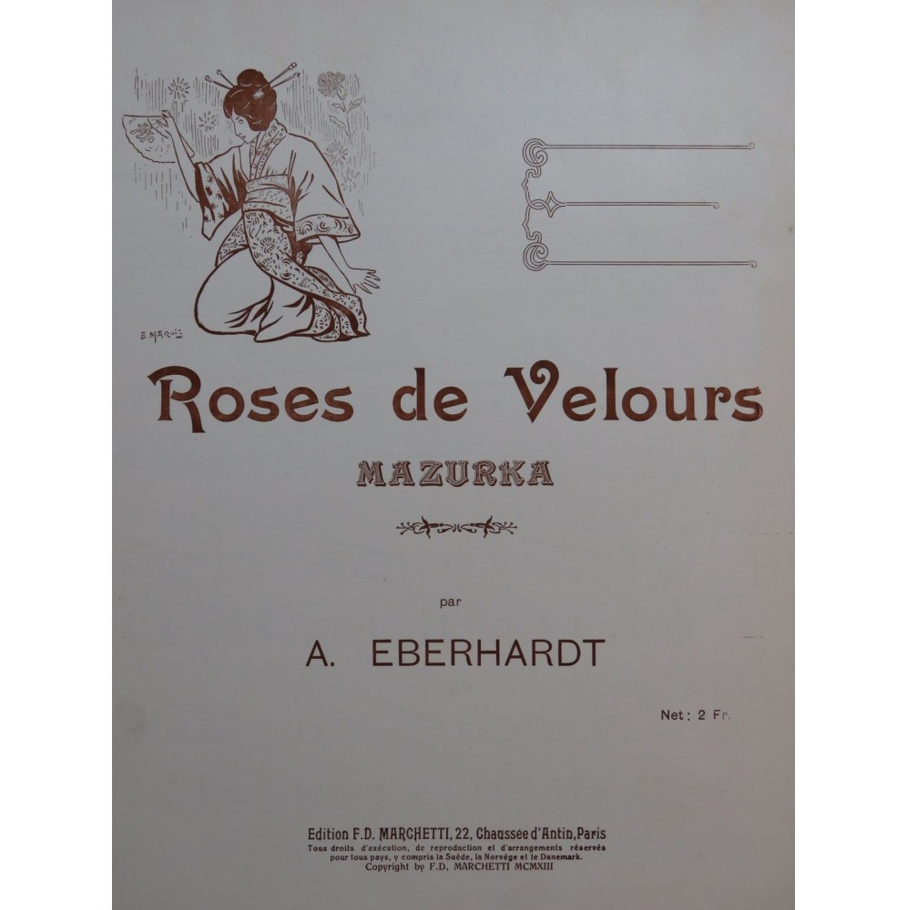 EBERHARDT A. Roses de Velours Piano 1913