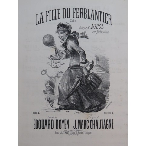 CHAUTAGNE Jean Marc La Fille du Ferblantier Chant Piano ca1870