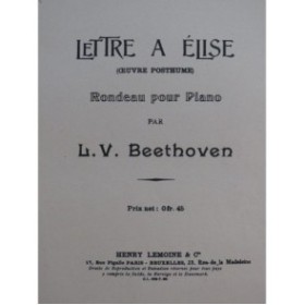 BEETHOVEN Lettre à Elise Rondeau Piano