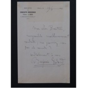 GODARD Benjamin Lettre Autographe Signée 1884