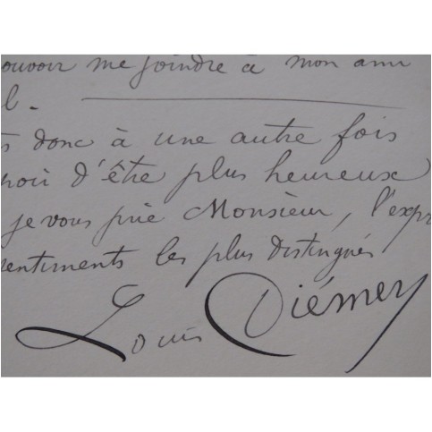 DIÉMER Louis Lettre Autographe Signée 1891