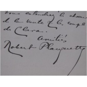 PLANQUETTE Robert Lettre Autographe Signée 1892