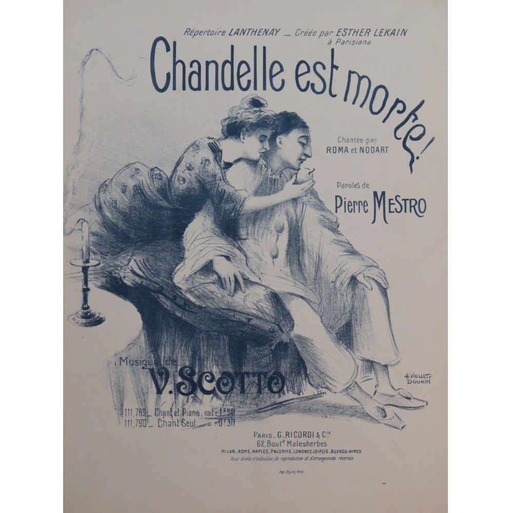 SCOTTO Vincent Chandelle est morte Chant Piano 1908
