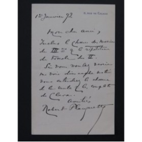 PLANQUETTE Robert Lettre Autographe Signée 1892