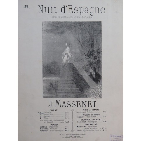 MASSENET Jules Nuit d'Espagne Chant Piano ca1875