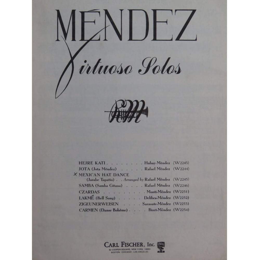 MENDEZ Rafael Mexican Hat Dance Trompette Piano 1951