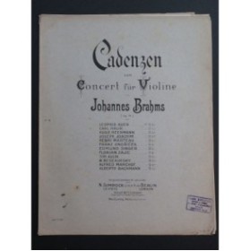JOACHIM Joseph Cadenz zum Concert für Violine J. Brahms Violon 1902