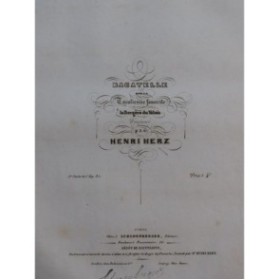 HERZ Henri Bagatelle sur La Bergère du Valais Piano ca1835