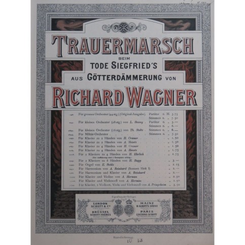 WAGNER Richard Trauermarsch Piano ca1880