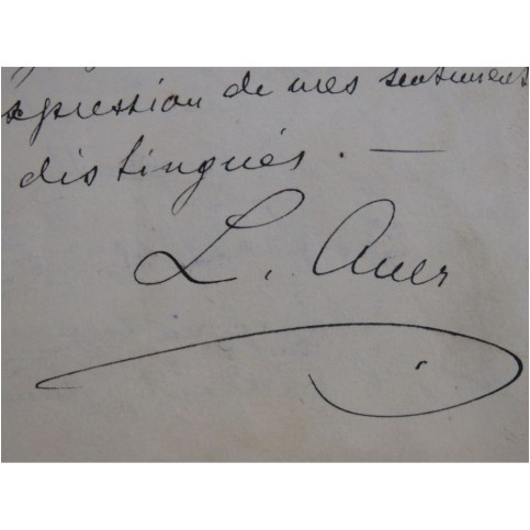 AUER Leopold Lettre Autographe Signée 1897