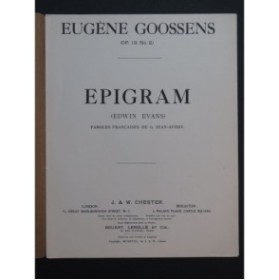 GOOSSENS Eugène Epigram Chant Piano 1918