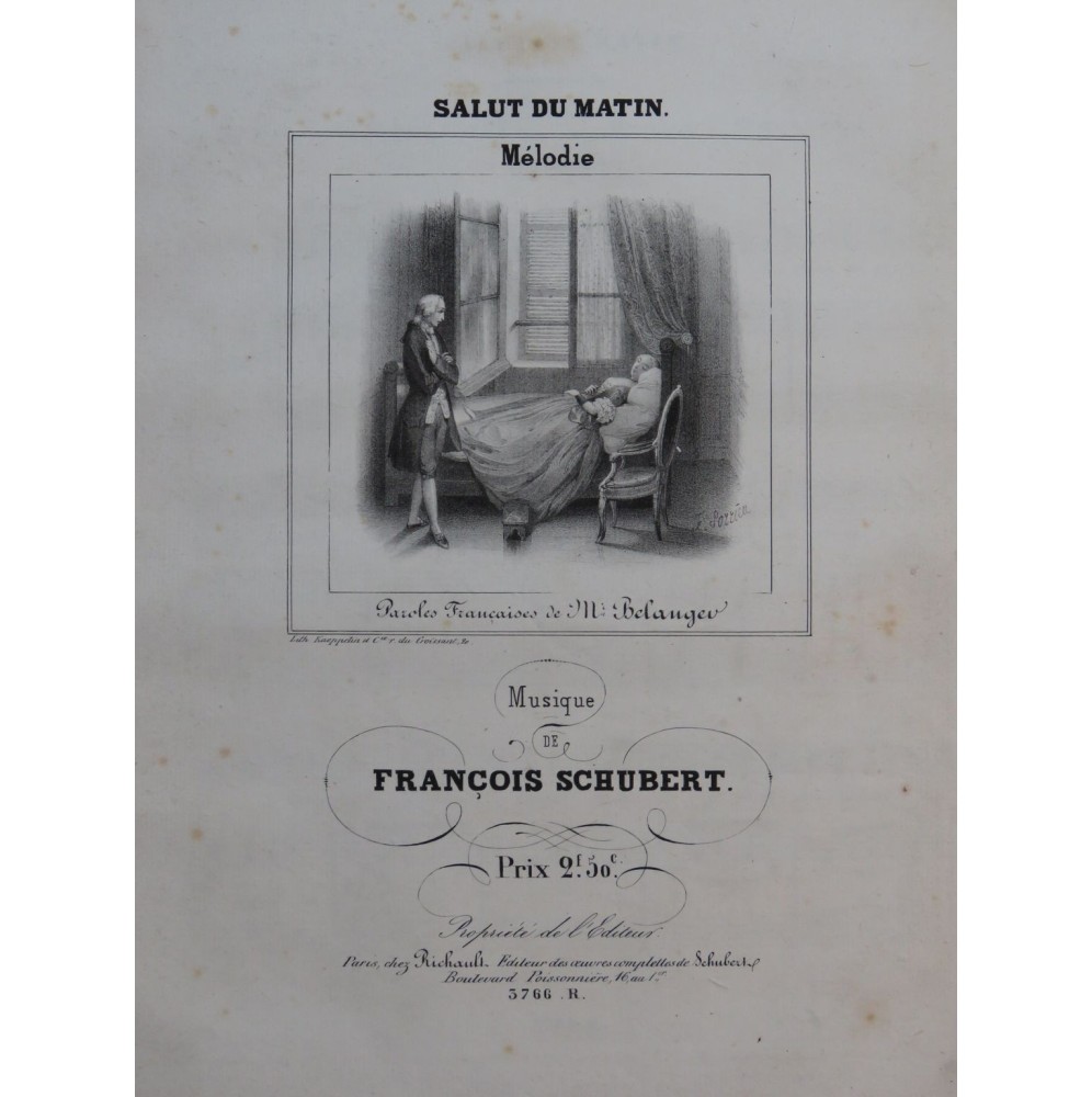 SCHUBERT Franz Salut du Matin Chant Piano ca1840
