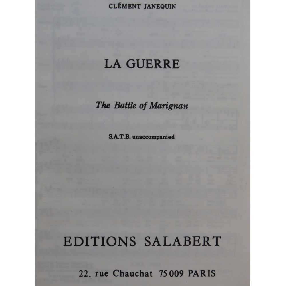 JANEQUIN Clément La Guerre The Battle of Marignan Renaissance Chant 1974