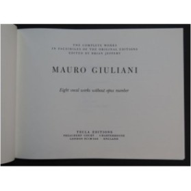 GIULIANI Mauro Eight Vocal Works Chant Guitare Clavecin 1988