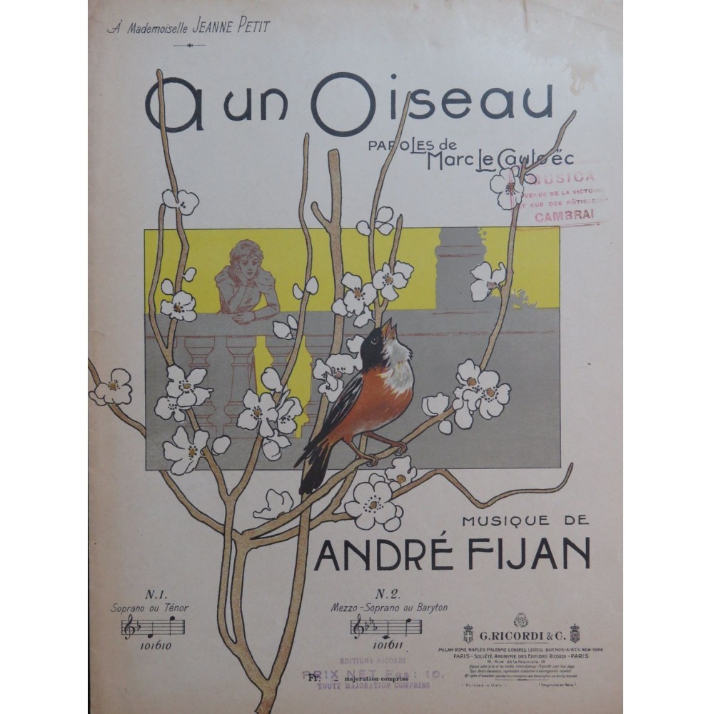 FIJAN André A un Oiseau Chant Piano ca1900