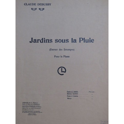 DEBUSSY Claude Jardins sous la Pluie Piano 1949