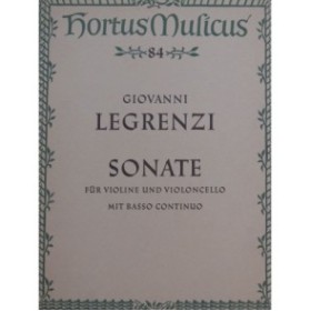 LEGRENZI Giovanni Sonate op 101 No 4 Violon Violoncelle Clavecin