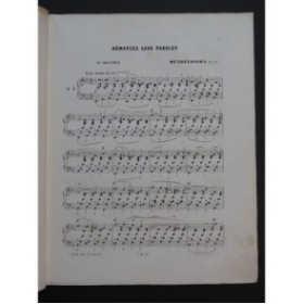 MENDELSSOHN Recueil No 3 Six Romances op 38 Piano ca1858