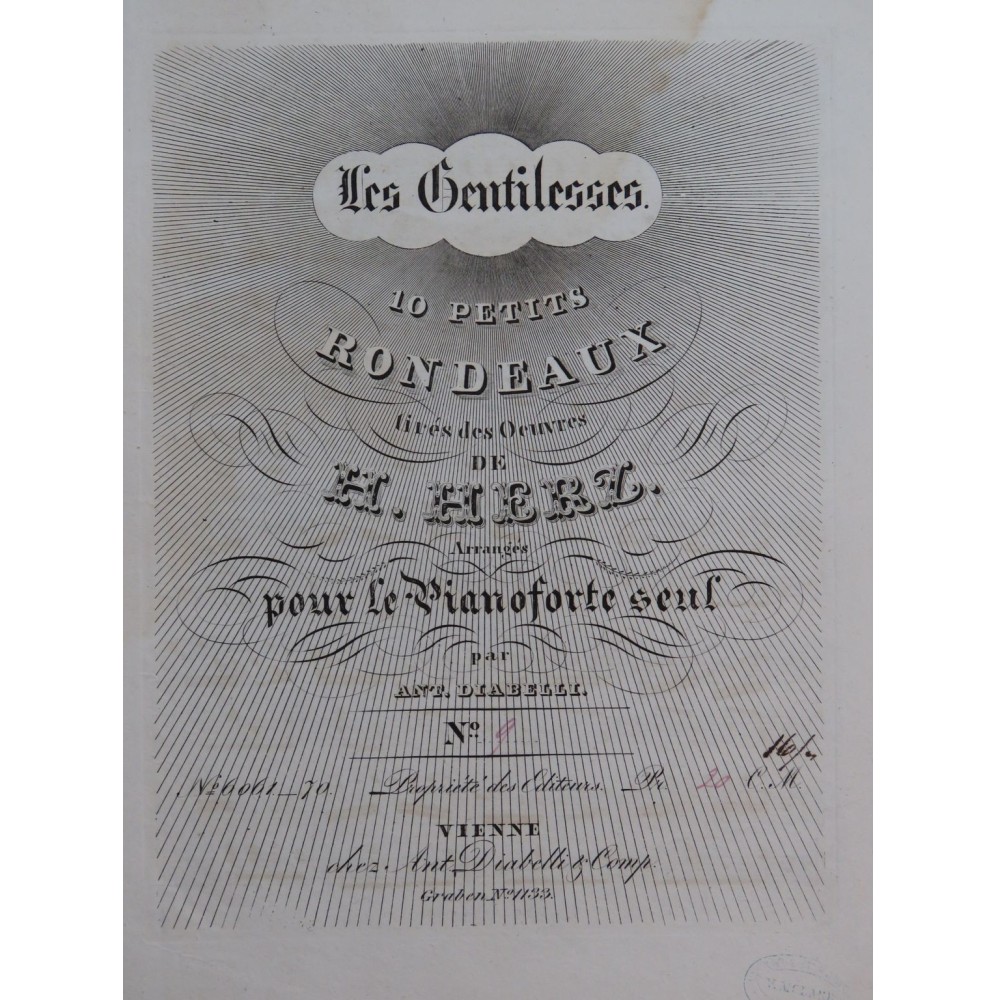 HERZ Henri Les Gentillesses Rondino No 9 Piano ca1840