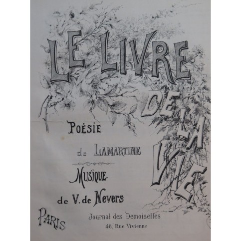 DE NEVERS V. Poésie de Lamartine Chant Piano ca1890