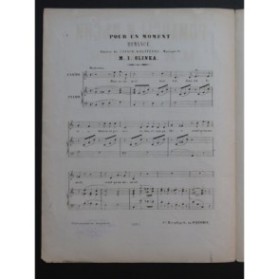 GLINKA Mikhaïl J. Pour un Moment Piano XIXe siècle