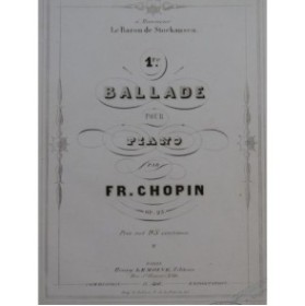 CHOPIN Frédéric Ballade No 1 op 23 Piano ca1858