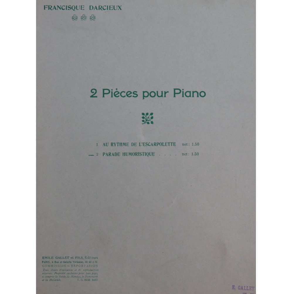 Darcieux Francisque Parade Humoristique Piano