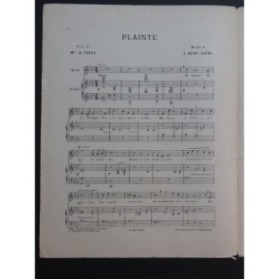 SAINT-SAËNS Camille Plainte Chant Piano ca1895