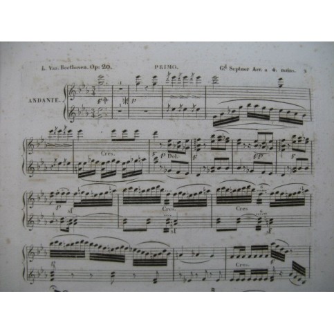 BEETHOVEN Grand Septuor Piano 4 mains ca1824