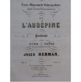HERMAN Jules L'Aubépine Flûte Piano ca1860