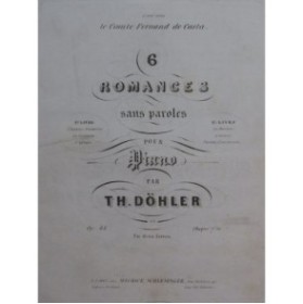 DÖHLER Théodore Romances sans paroles op 44 Livre No 2 Piano ca1845