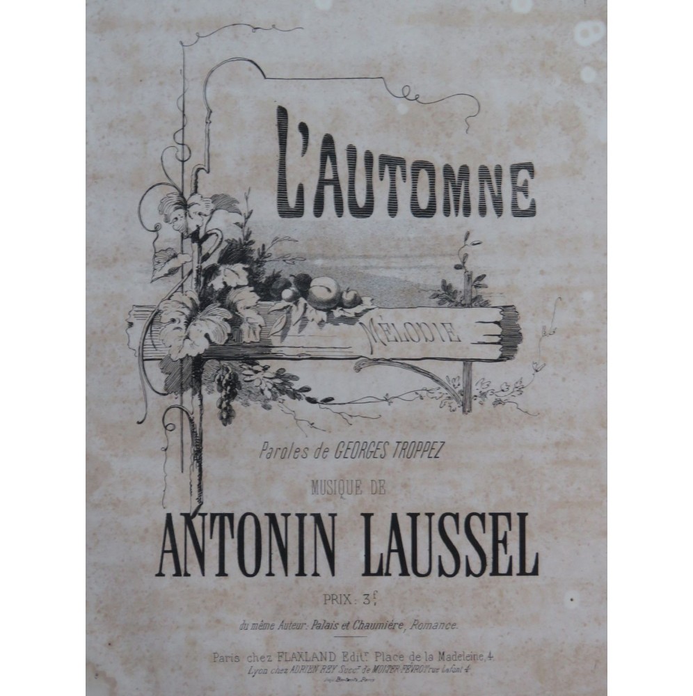LAUSSEL Antonin L'Automne Chant Piano XIXe siècle
