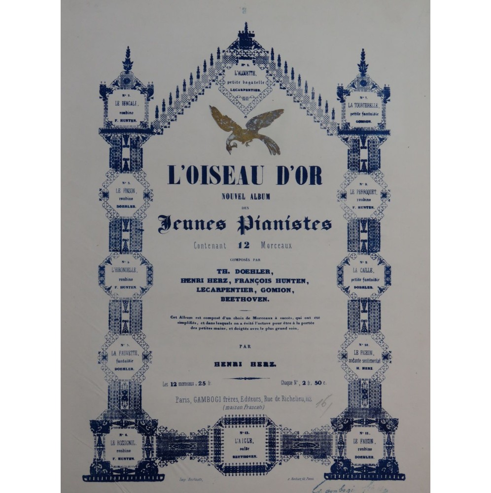 DÖHLER Théodore Le Pinson Rondino Piano XIXe