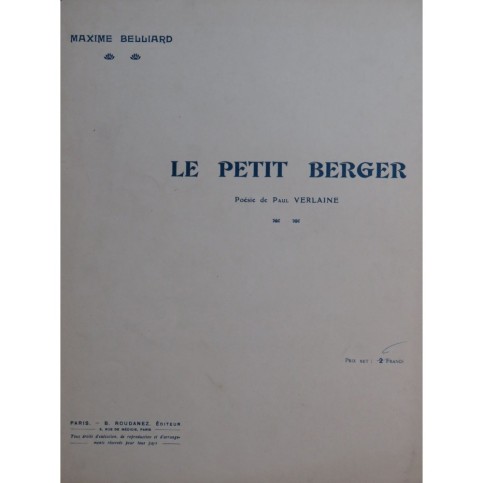 BELLIARD Maxime Le Petit Berger Chant Piano
