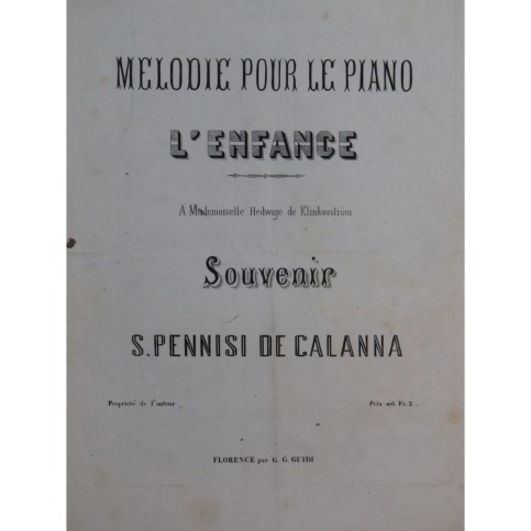 PENNISI DE CALANNA S. L'Enfance Chant Piano XIXe