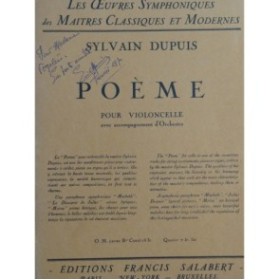 DUPUIS Sylvain Poème Violoncelle Orchestre 1928