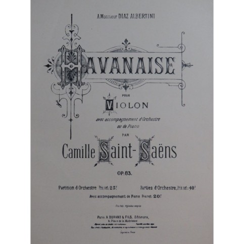 SAINT-SAËNS Camille Havanaise Piano Violon