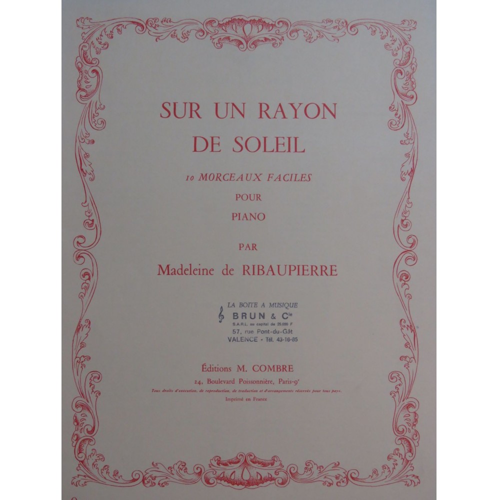 DE RIBAUPIERRE Madeleine Sur un Rayon de Soleil 1962