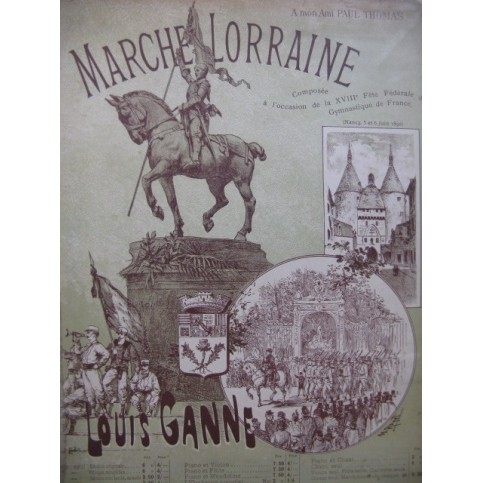 GANNE Louis Marche Lorraine Piano 4 mains XIXe