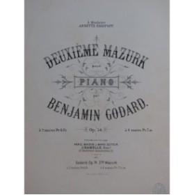 GODARD Benjamin Mazurk No 2 op 54 Piano ca1900