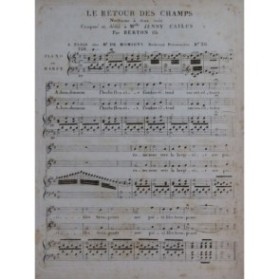 BERTON F. Fils Le Retour des Champs Chant Piano ou Harpe ca1830
