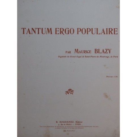 BLAZY Maurice Tantum Ergo Populaire Chant Orgue