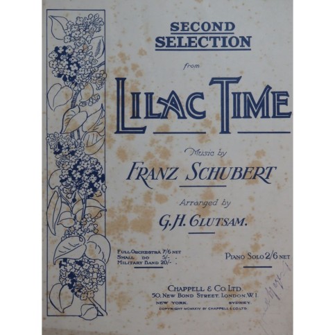 GLUTSAM G. H. Selection from Lilac Time F. Schubert Piano 1924