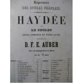 AUBER D. F. E. Haydée Opera Chant Piano 1848