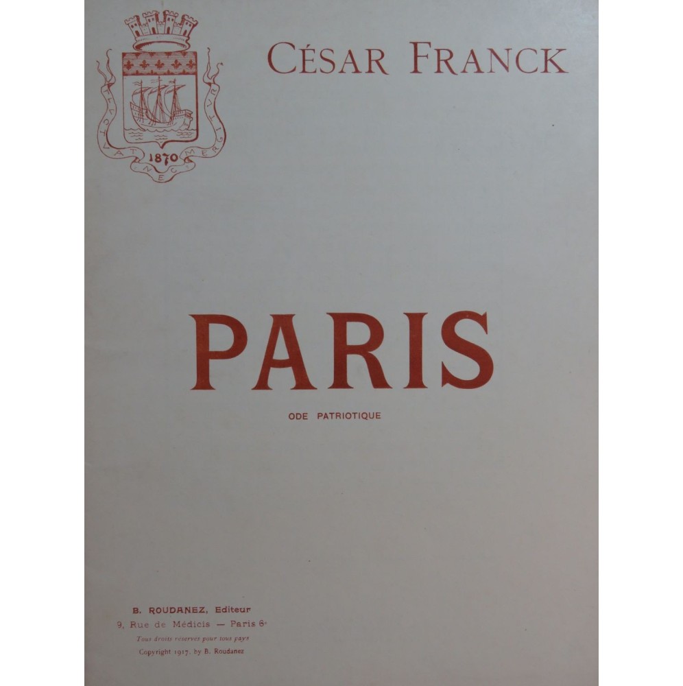 FRANCK César Paris Chant Piano 1917