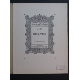 LISZT Franz Consolations Piano 1926