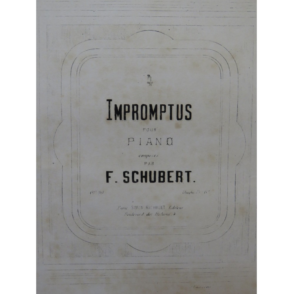 SCHUBERT Franz Impromptu No 1 op 90 Piano XIXe